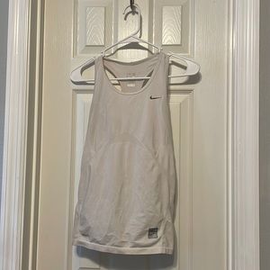 White Nike Pro Razorback Workout Tank Top